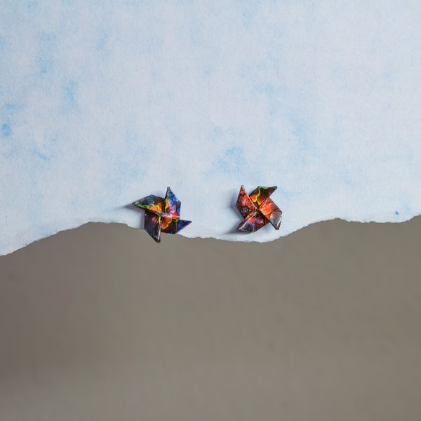 Pinwheel Stud Origami Earrings